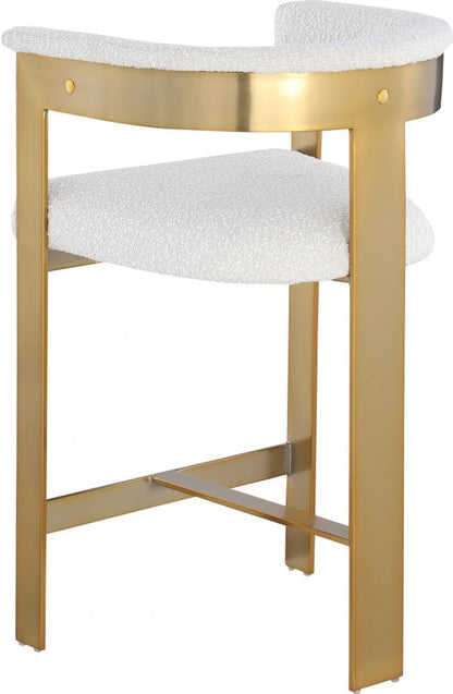Meridian Furniture - Romeo Cream Boucle Fabric Counter Stool (Set of 2) - 876Cream-C veiw 4