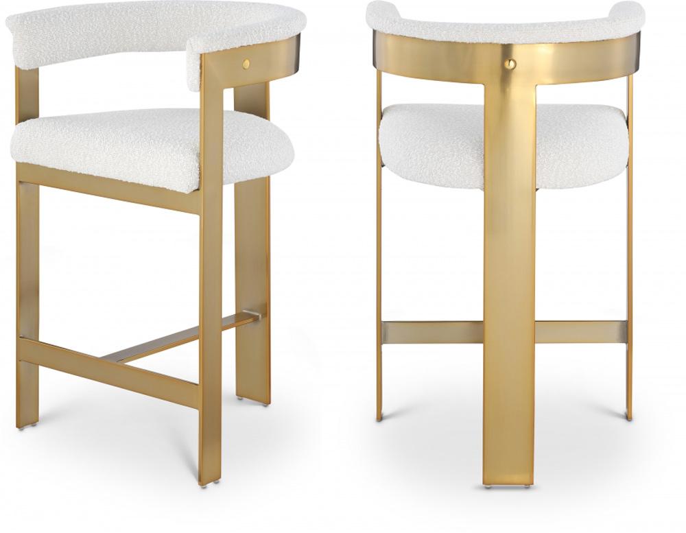 Meridian Furniture - Romeo Cream Boucle Fabric Counter Stool (Set of 2) - 876Cream-C veiw 5