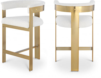 Meridian Furniture - Romeo Cream Boucle Fabric Counter Stool (Set of 2) - 876Cream-C veiw 5