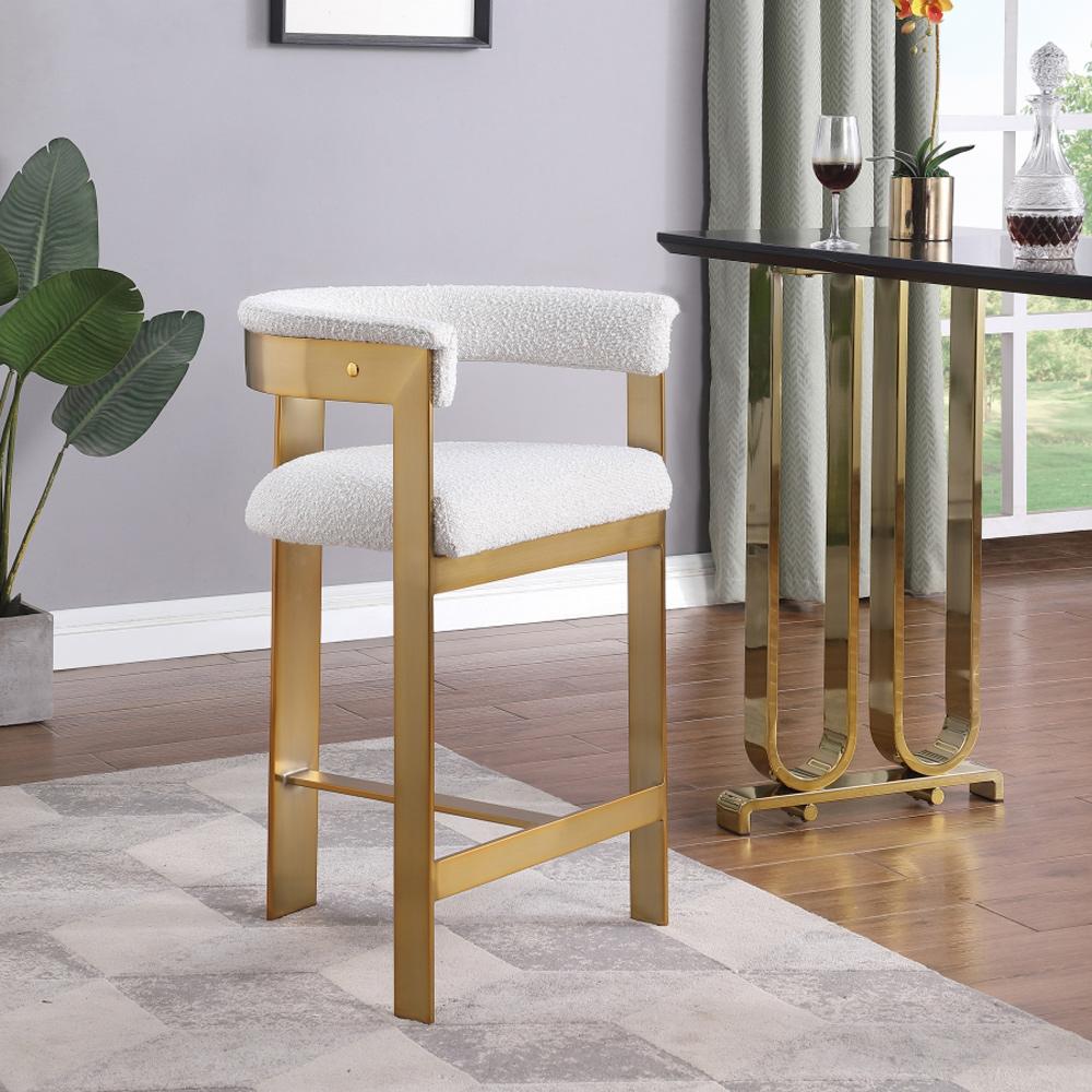 Meridian Furniture - Romeo Cream Boucle Fabric Counter Stool (Set of 2) - 876Cream-C veiw 6