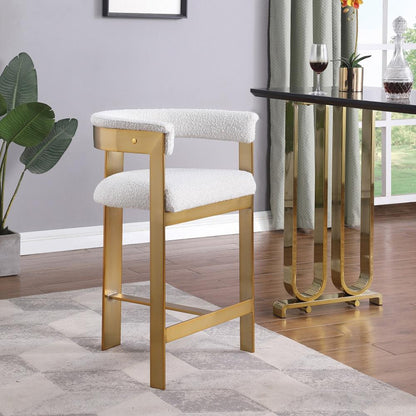 Meridian Furniture - Romeo Cream Boucle Fabric Counter Stool (Set of 2) - 876Cream-C veiw 6
