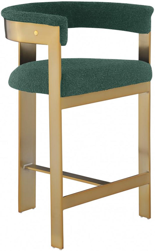 Meridian Furniture - Romeo Green Boucle Fabric Counter Stool (Set of 2) - 876Green-C veiw 1