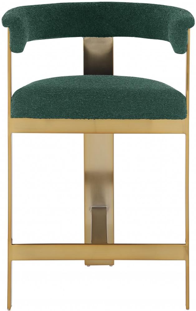 Meridian Furniture - Romeo Green Boucle Fabric Counter Stool (Set of 2) - 876Green-C veiw 3