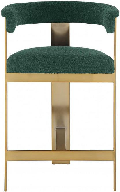 Meridian Furniture - Romeo Green Boucle Fabric Counter Stool (Set of 2) - 876Green-C veiw 3