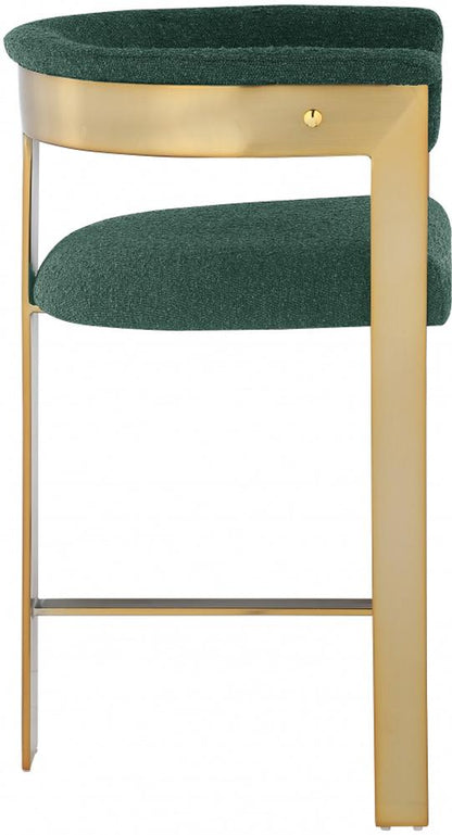 Meridian Furniture - Romeo Green Boucle Fabric Counter Stool (Set of 2) - 876Green-C veiw 4