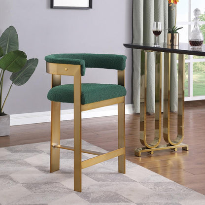 Meridian Furniture - Romeo Green Boucle Fabric Counter Stool (Set of 2) - 876Green-C veiw 6