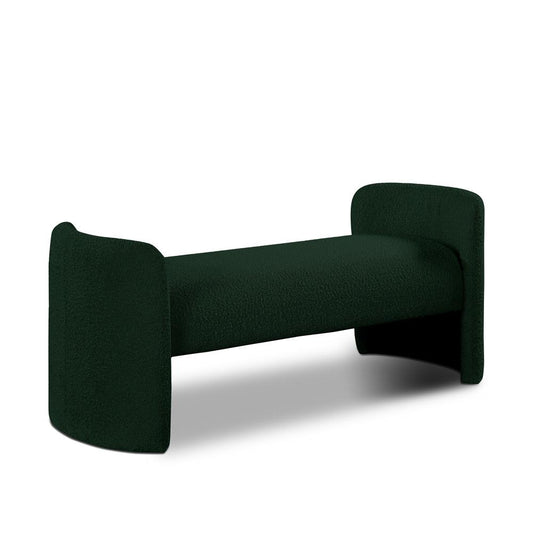 Meridian Furniture - Peyton Green Boucle Fabric Bench - 117Green veiw 1
