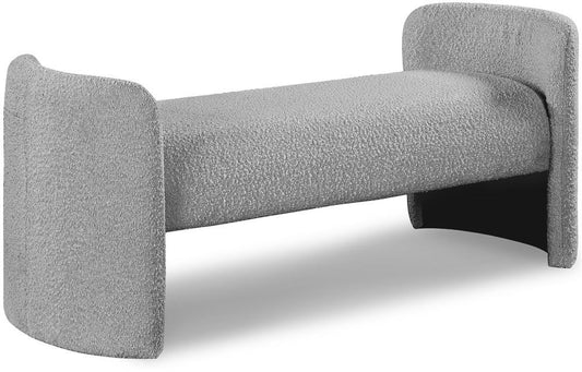 Meridian Furniture - Peyton Grey Boucle Fabric Bench - 117Grey veiw 1