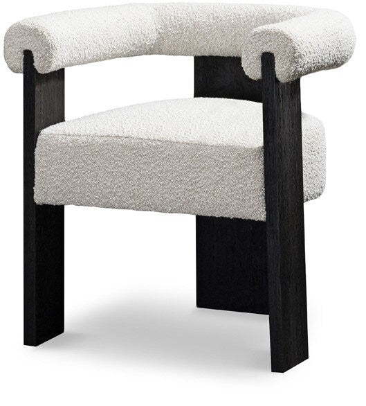 Meridian Furniture - Barrel Cream Boucle Fabric Dining Chair - 565Cream-C veiw 1