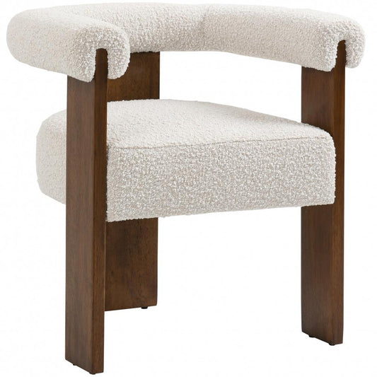 Meridian Furniture - Barrel Cream Boucle Fabric Dining Chair - 562Cream-C veiw 1