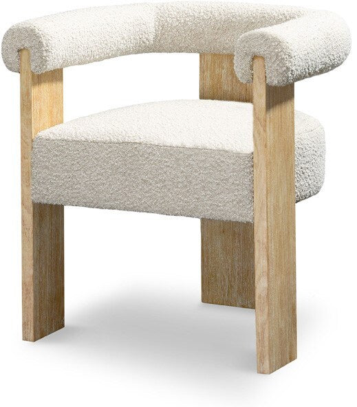 Meridian Furniture - Barrel Cream Boucle Fabric Dining Chair - 566Cream-C veiw 1