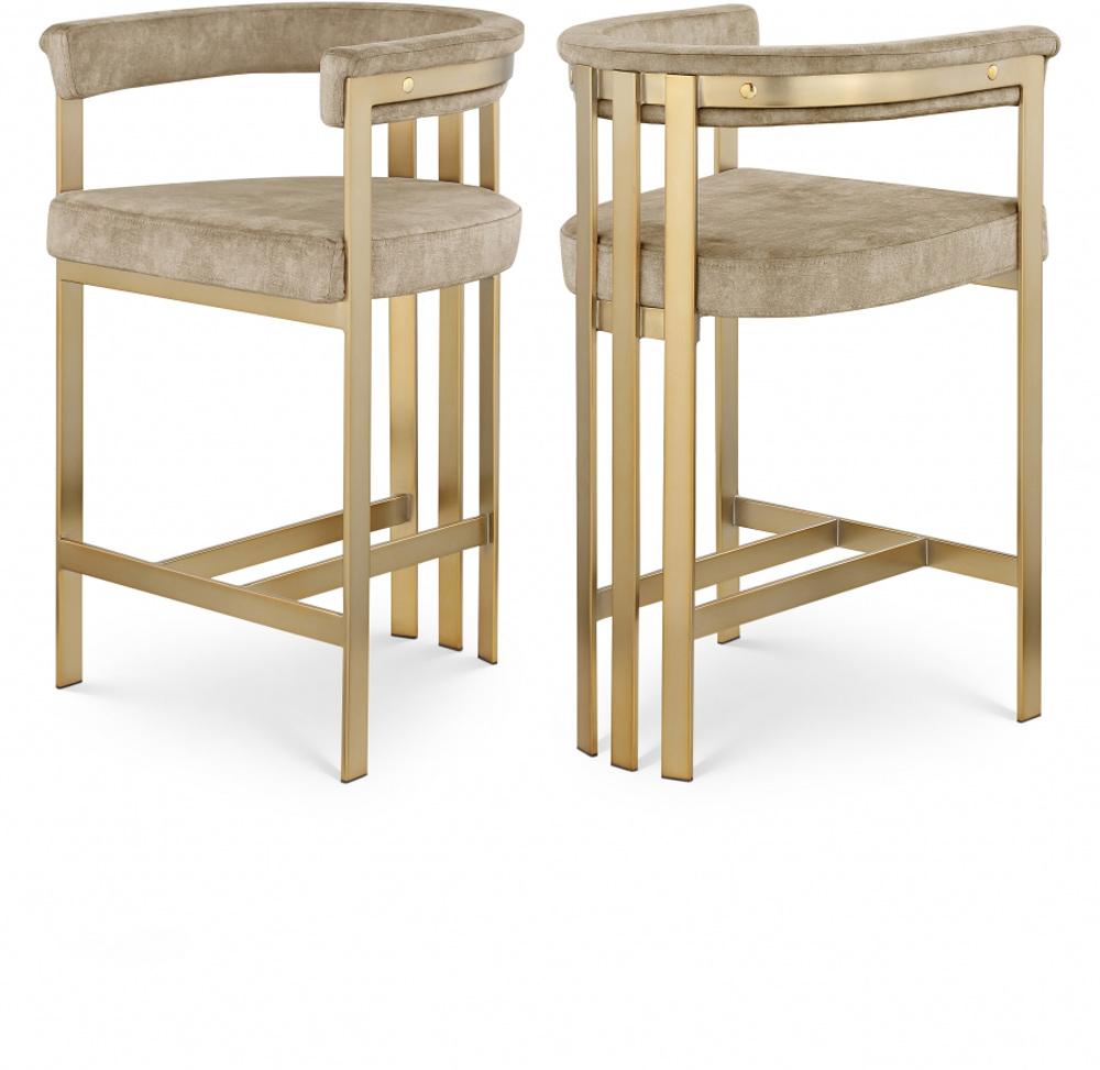 Meridian Furniture - Marcello Beige Velvet Counter Stool (Set of 2) - 596Beige-C veiw 4