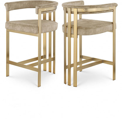 Meridian Furniture - Marcello Beige Velvet Counter Stool (Set of 2) - 596Beige-C veiw 4