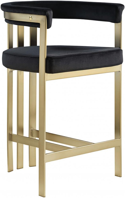 Meridian Furniture - Marcello Black Velvet Counter Stool (Set of 2) - 596Black-C veiw 1