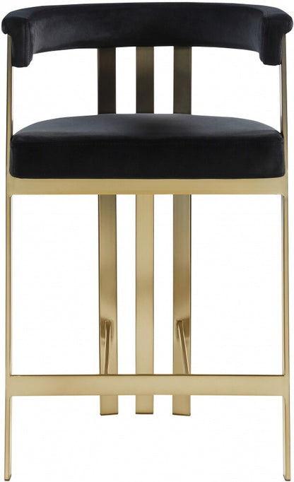 Meridian Furniture - Marcello Black Velvet Counter Stool (Set of 2) - 596Black-C veiw 2