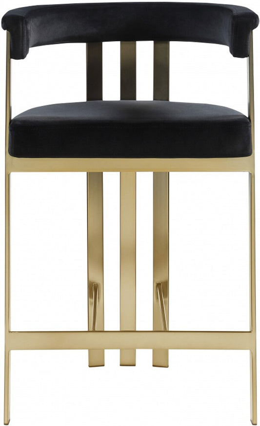 Meridian Furniture - Marcello Black Velvet Counter Stool (Set of 2) - 596Black-C veiw 2