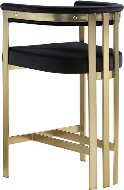 Meridian Furniture - Marcello Black Velvet Counter Stool (Set of 2) - 596Black-C veiw 3