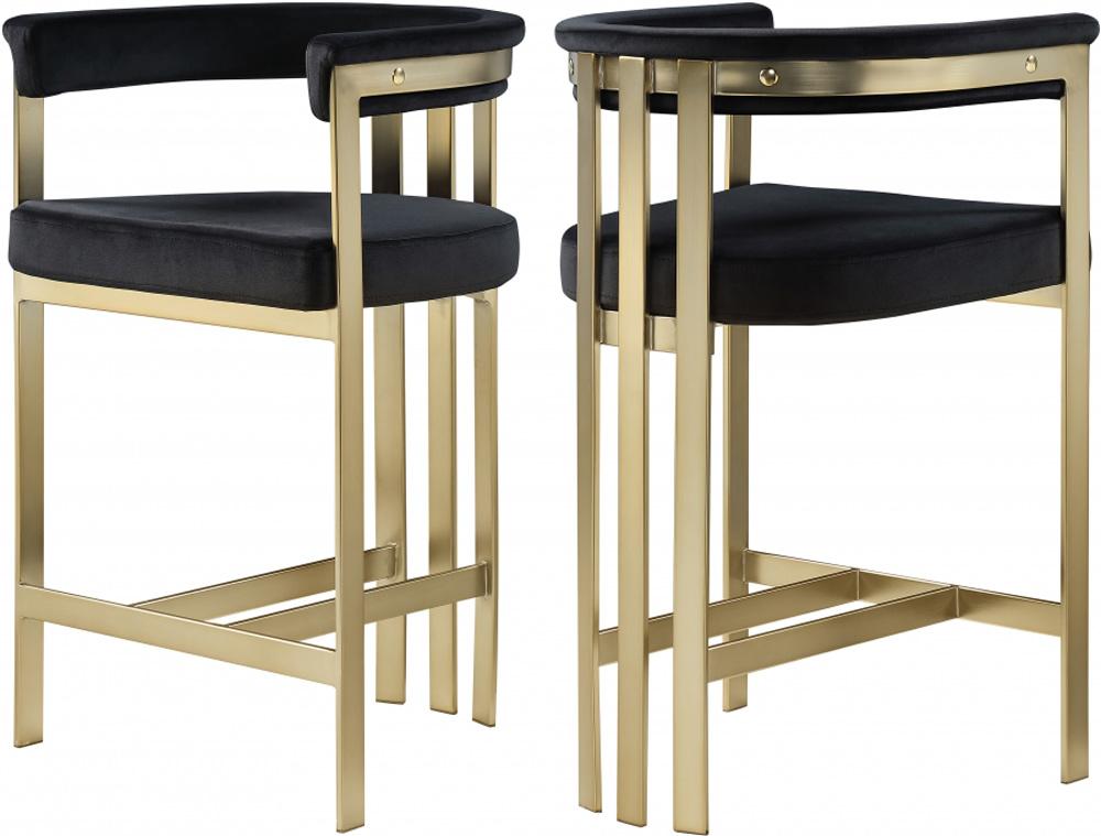 Meridian Furniture - Marcello Black Velvet Counter Stool (Set of 2) - 596Black-C veiw 4