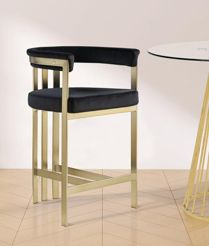 Meridian Furniture - Marcello Black Velvet Counter Stool (Set of 2) - 596Black-C veiw 6