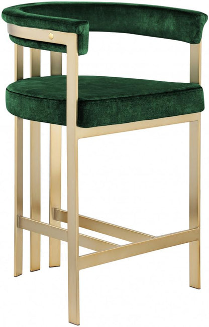 Meridian Furniture - Marcello Green Velvet Counter Stool (Set of 2) - 596Green-C veiw 1