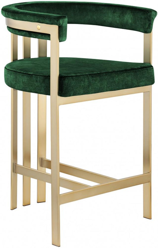 Meridian Furniture - Marcello Green Velvet Counter Stool (Set of 2) - 596Green-C veiw 1