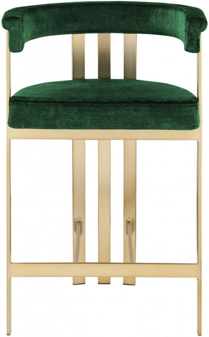 Meridian Furniture - Marcello Green Velvet Counter Stool (Set of 2) - 596Green-C veiw 2