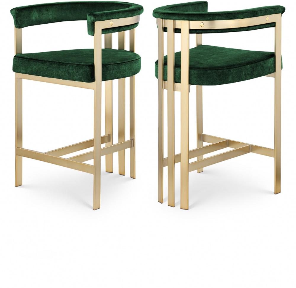 Meridian Furniture - Marcello Green Velvet Counter Stool (Set of 2) - 596Green-C veiw 5