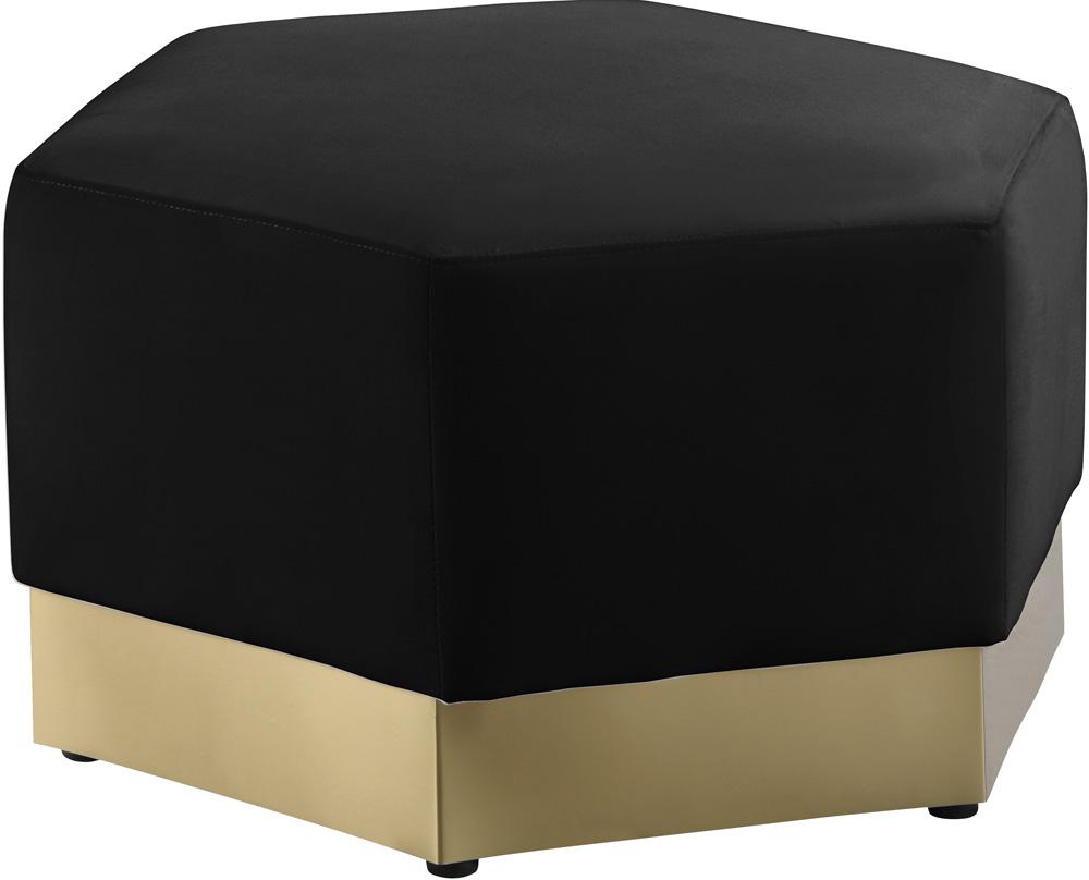 Meridian Furniture - Marquis Black Velvet Ottoman - 600Black-Ott veiw 1