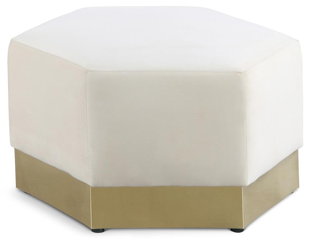 Meridian Furniture - Marquis Cream Velvet Ottoman - 600Cream-Ott veiw 1