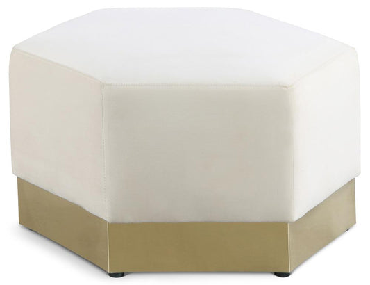 Meridian Furniture - Marquis Cream Velvet Ottoman - 600Cream-Ott veiw 1
