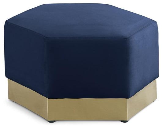 Meridian Furniture - Marquis Navy Velvet Ottoman - 600Navy-Ott veiw 1