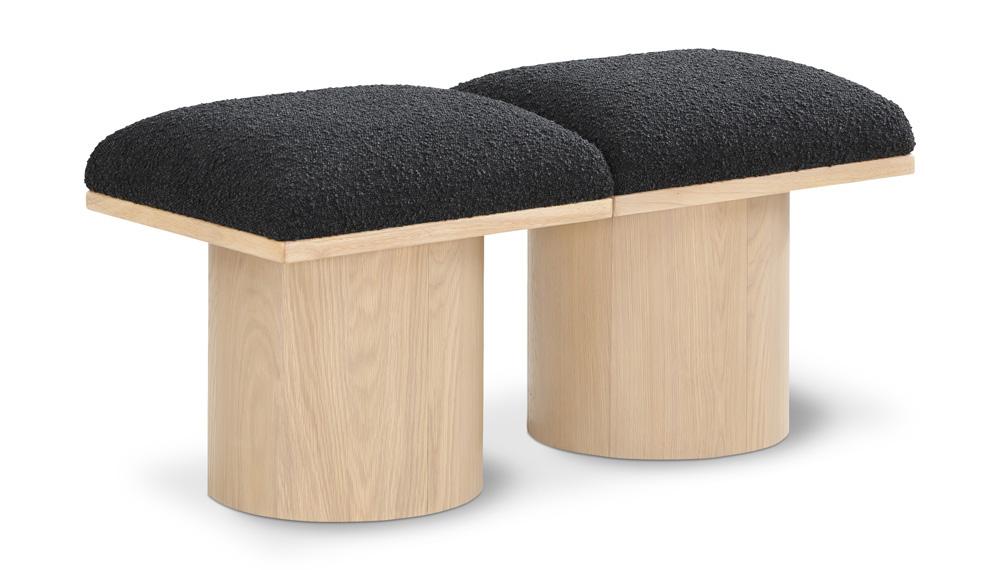 Meridian Furniture - Pavilion Black Boucle Fabric Bench - 2Pc - 465Black-2A veiw 1