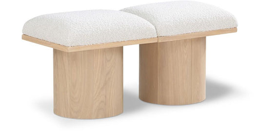 Meridian Furniture - Pavilion Cream Boucle Fabric Bench - 2Pc - 465Cream-2A veiw 1