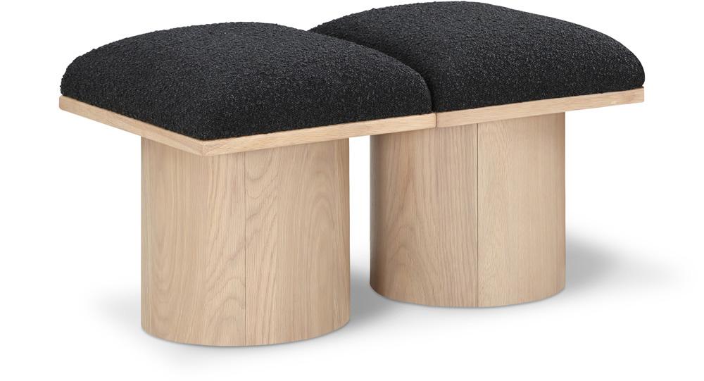 Meridian Furniture - Pavilion Black Boucle Fabric Bench - 2Pc - 465Black-2B veiw 1