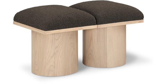 Meridian Furniture - Pavilion Brown Boucle Fabric Bench - 2Pc - 465Brown-2B veiw 1