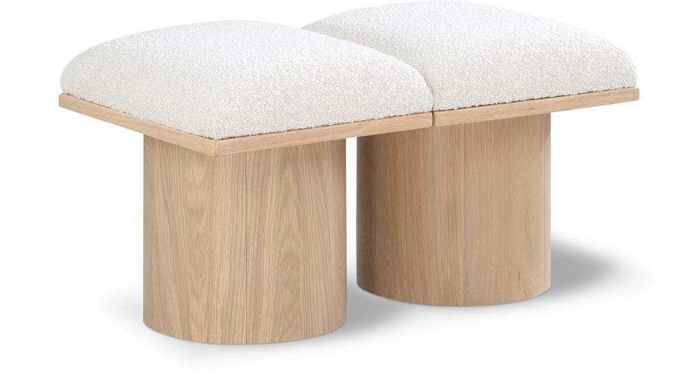 Meridian Furniture - Pavilion Cream Boucle Fabric Bench - 2Pc - 465Cream-2B veiw 1