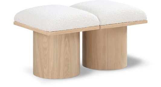 Meridian Furniture - Pavilion Cream Boucle Fabric Bench - 2Pc - 465Cream-2B veiw 1