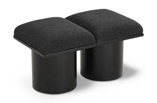Meridian Furniture - Pavilion Black Boucle Fabric Bench - 2Pc - 466Black-2A veiw 1