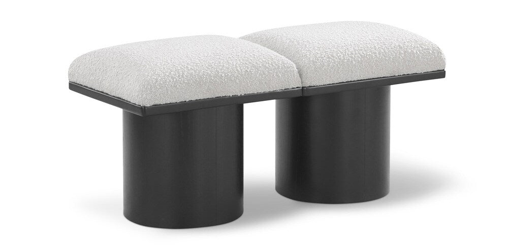 Meridian Furniture - Pavilion Cream Boucle Fabric Bench - 2Pc - 466Cream-2A veiw 1