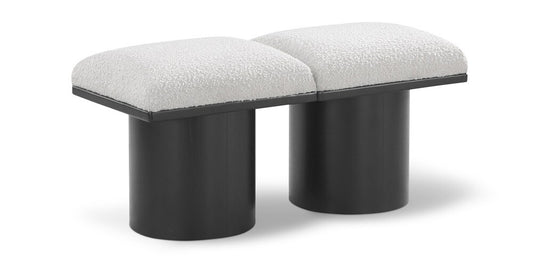 Meridian Furniture - Pavilion Cream Boucle Fabric Bench - 2Pc - 466Cream-2A veiw 1