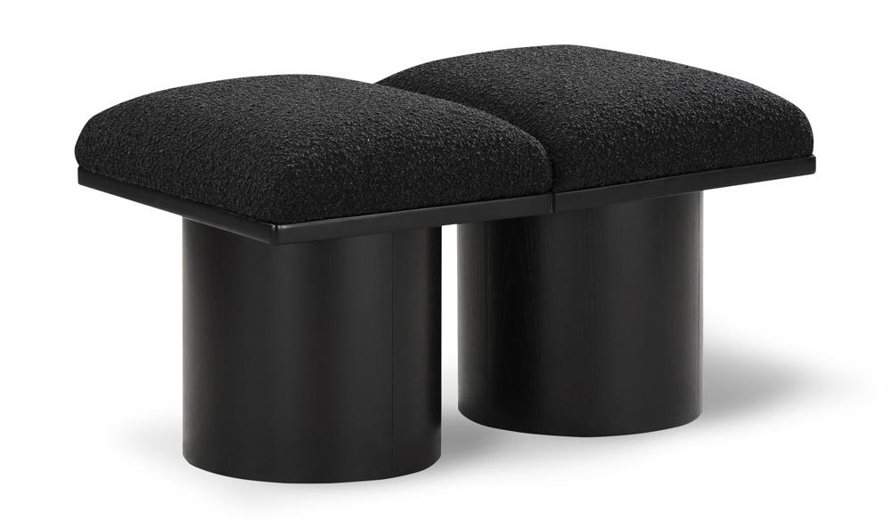 Meridian Furniture - Pavilion Black Boucle Fabric Bench - 2Pc - 466Black-2B veiw 1