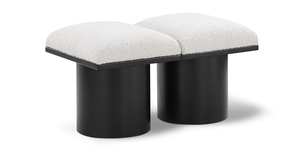 Meridian Furniture - Pavilion Cream Boucle Fabric Bench - 2Pc - 466Cream-2B veiw 1