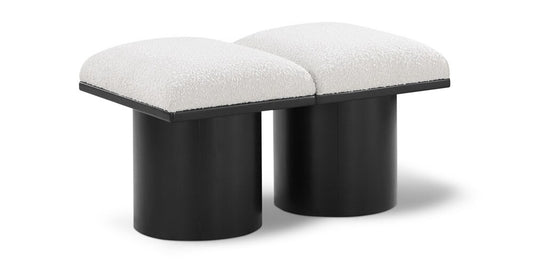 Meridian Furniture - Pavilion Cream Boucle Fabric Bench - 2Pc - 466Cream-2B veiw 1