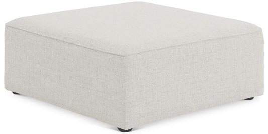 Meridian Furniture - Cube Cream Durable Linen Textured Ottoman - 630Cream-Ott veiw 1