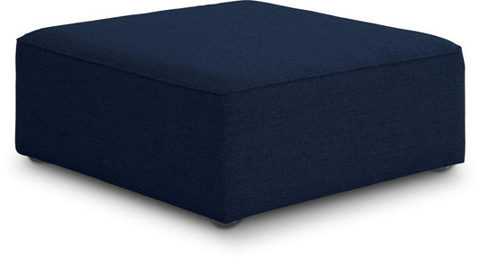 Meridian Furniture - Cube Navy Durable Linen Textured Ottoman - 630Navy-Ott veiw 1