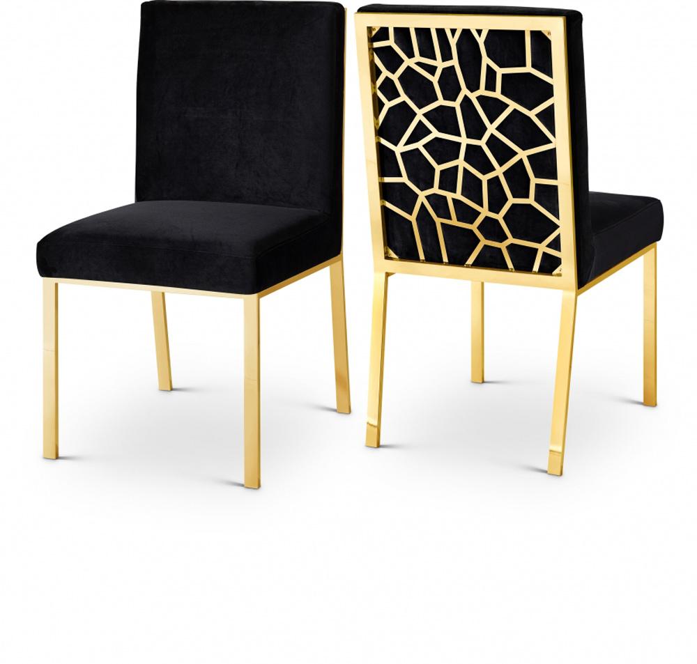 Meridian Furniture - Opal Black Velvet Dining Chair (Set of 2) - 737Black-C veiw 4