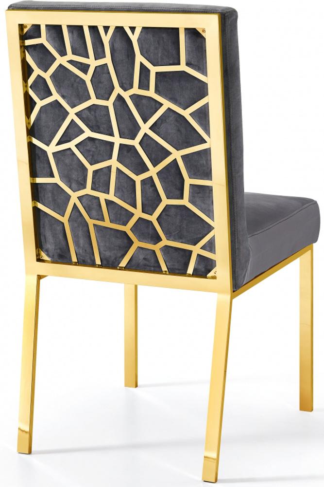 Meridian Furniture - Opal Grey Velvet Dining Chair (Set of 2) - 737Grey-C veiw 3