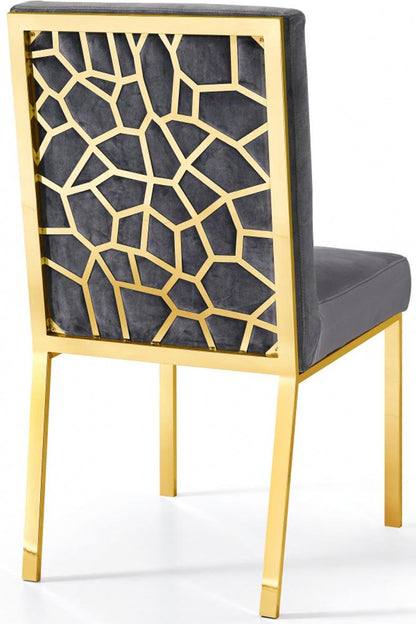 Meridian Furniture - Opal Grey Velvet Dining Chair (Set of 2) - 737Grey-C veiw 3