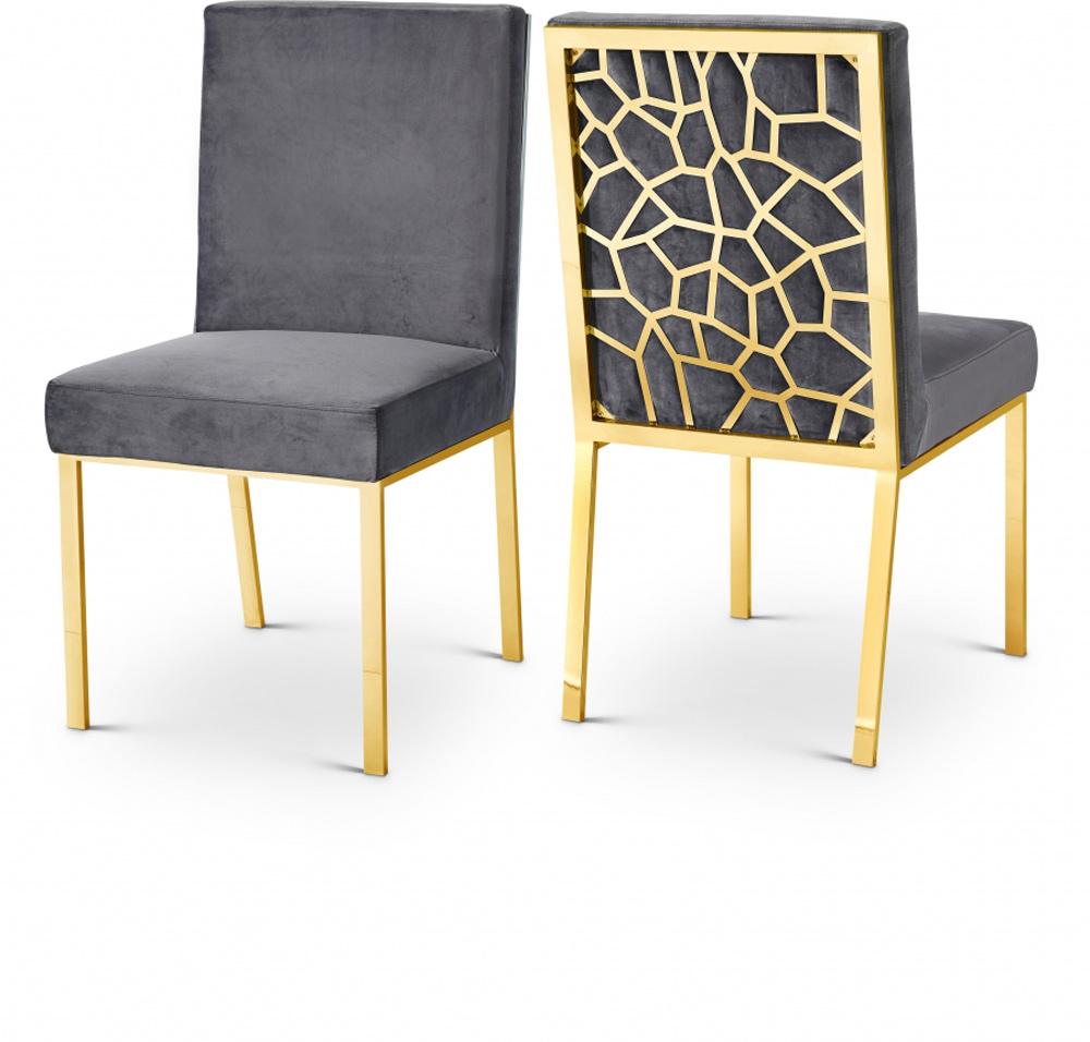 Meridian Furniture - Opal Grey Velvet Dining Chair (Set of 2) - 737Grey-C veiw 4