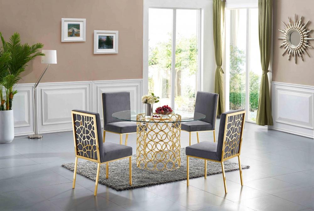 Meridian Furniture - Opal Grey Velvet Dining Chair (Set of 2) - 737Grey-C veiw 5